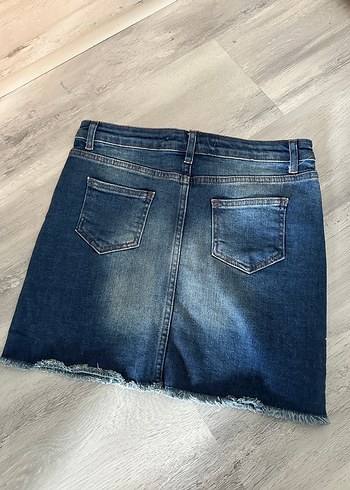 Addax Kadın Lacivert Denim Mini Etek