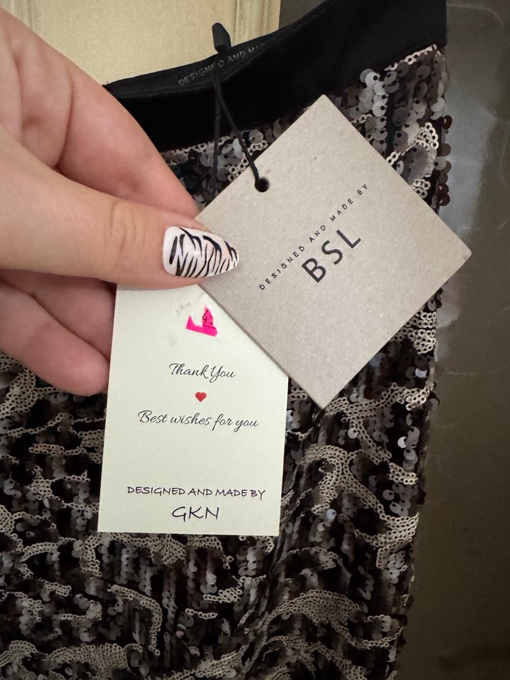 Gri Desenli Midi Etek - Görsel 2