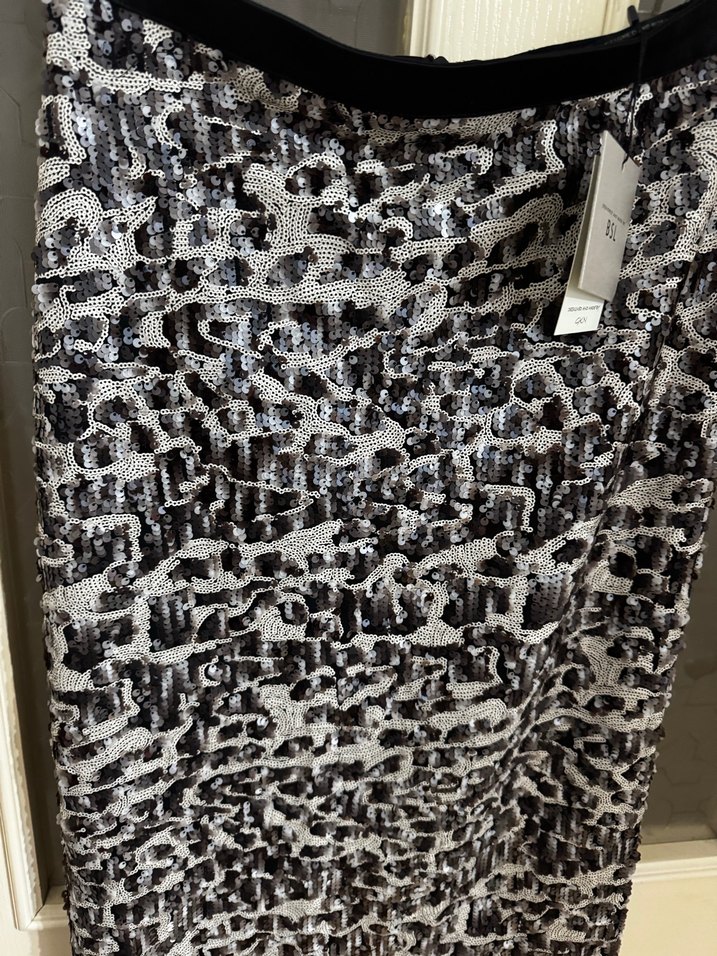 Gri Desenli Midi Etek - Görsel 3