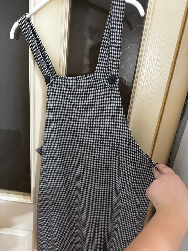 Gri Kareli salopet - Görsel 2