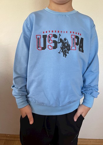 10 Yaş Beden Uspa Baskılı Mavi Erkek Çocuk Sweatshirt ve Eşofman altı
