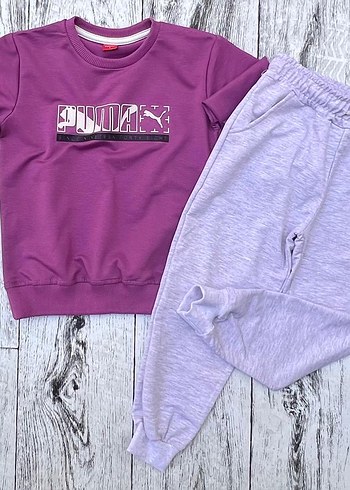 Puma baskılı Pamuklu Kız Eşofman Takımı
