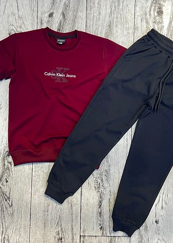 Bordo Sweatshirt ve Siyah Eşofman Altı Takım - Görsel 2