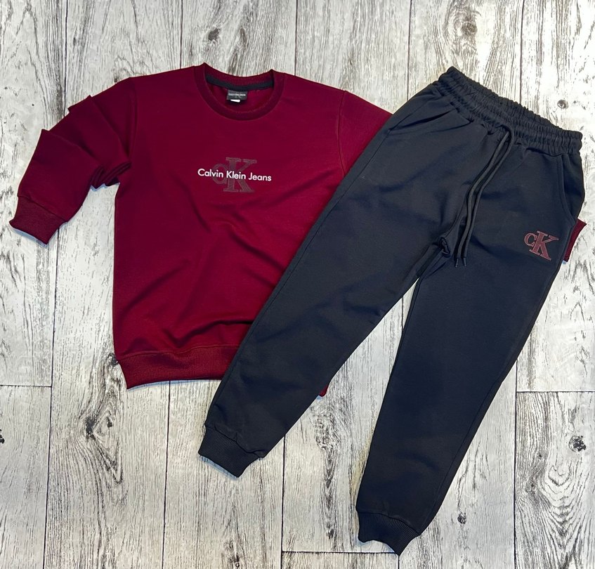 Bordo Sweatshirt ve Siyah Eşofman Altı Takım - Görsel 2