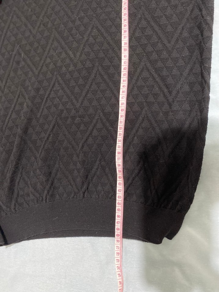 Erkek Siyah Örgü Dokulu Polo Tişört - Görsel 4