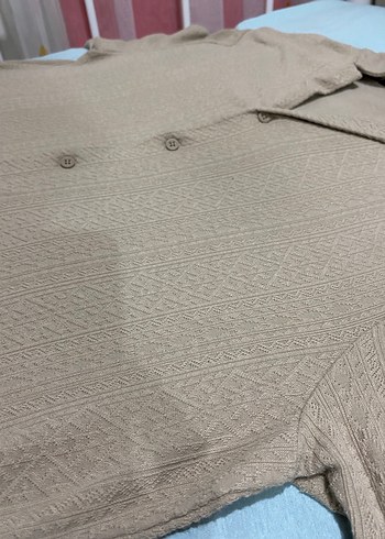 Bej Kısa Kollu Keten Erkek Gömlek - Görsel 5