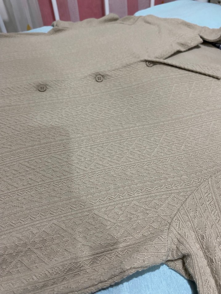 Bej Kısa Kollu Keten Erkek Gömlek - Görsel 5