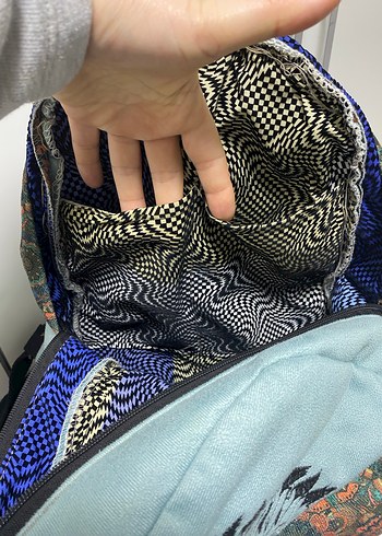 Bohem Püsküllü Turkuaz Sırt Çantası - Görsel 4