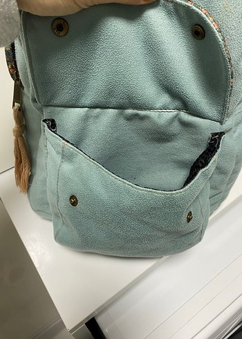 Bohem Püsküllü Turkuaz Sırt Çantası - Görsel 5