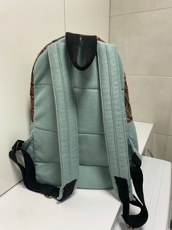 Bohem Püsküllü Turkuaz Sırt Çantası - Görsel 2