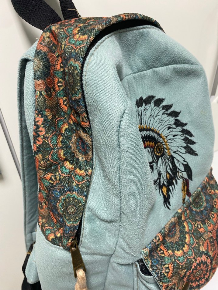Bohem Püsküllü Turkuaz Sırt Çantası - Görsel 3