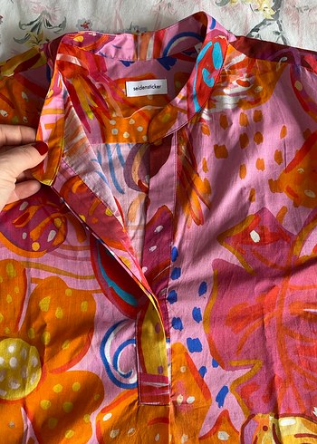 Uzun Kollu Bohem Renkli Batik Gömlek - Görsel 5