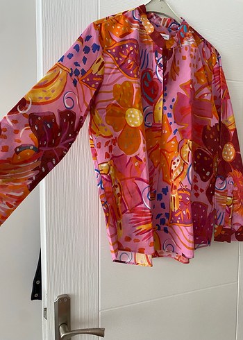 Uzun Kollu Bohem Renkli Batik Gömlek - Görsel 2