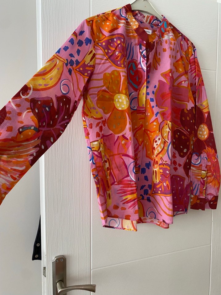 Uzun Kollu Bohem Renkli Batik Gömlek - Görsel 2