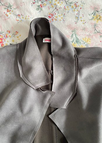 Kadın Gri Süet Kemerli Uzun Yelek - Görsel 5