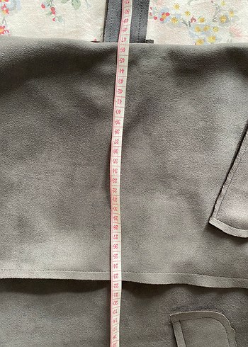 Kadın Gri Süet Kemerli Uzun Yelek - Görsel 7