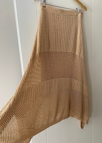 Bej Uzun Örgü Kadın Etek - Görsel 2