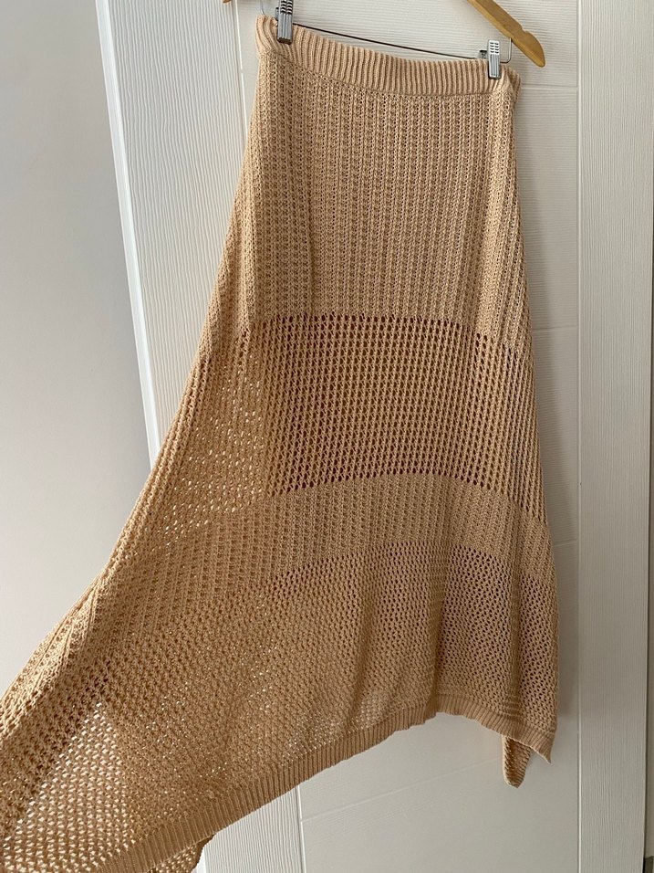 Bej Uzun Örgü Kadın Etek - Görsel 2