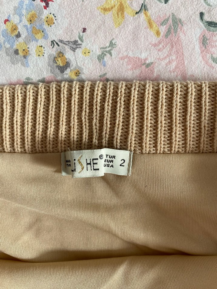 Bej Uzun Örgü Kadın Etek - Görsel 4