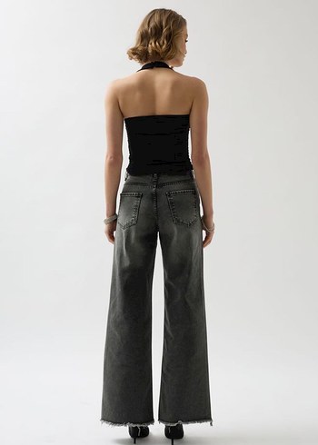 Blackspade Siyah Halter Yaka Kadın Crop Top