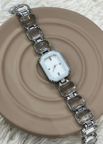 Swarovski Sekizgen Saat Gümüş