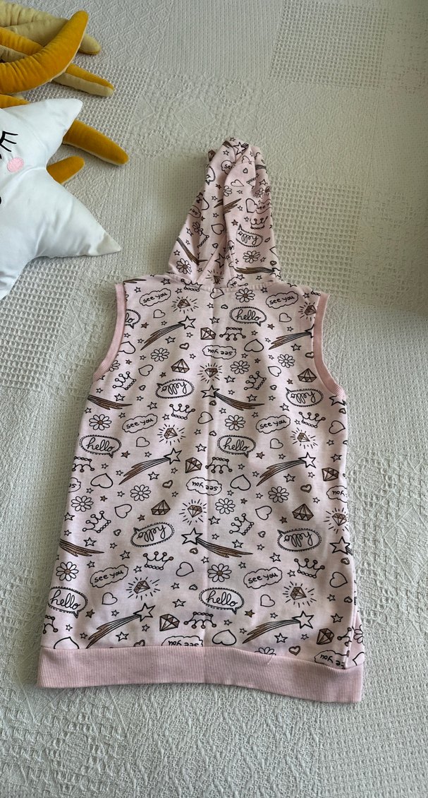 Kız Çocuk Kapüşonlu Fermuarlı Pembe Yelek - Görsel 3