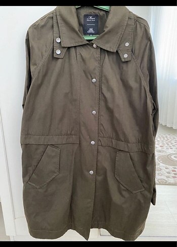 Kadın Haki Keten Düğmeli mont - Görsel 5