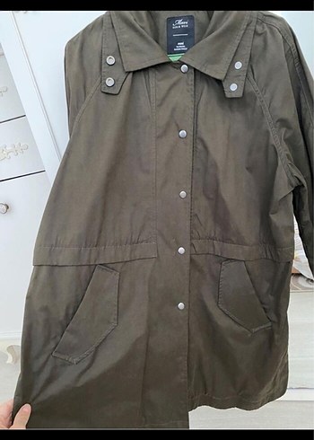 Kadın Haki Keten Düğmeli mont - Görsel 3