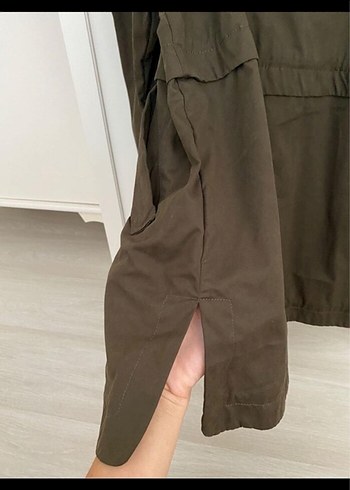 Kadın Haki Keten Düğmeli mont - Görsel 4