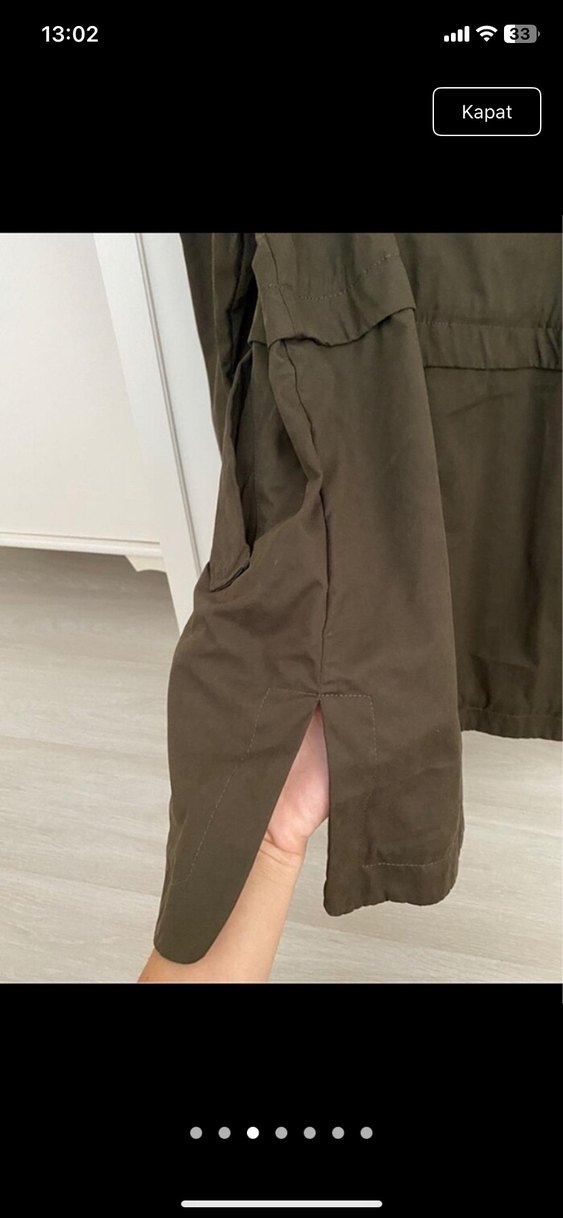 Kadın Haki Keten Düğmeli mont - Görsel 4