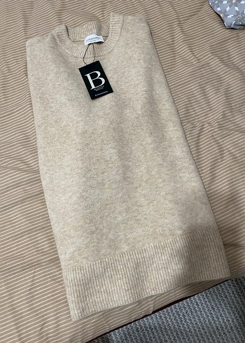 Bej Kadın Yün Kazak, Uzun Kollu, Salaş - Görsel 4