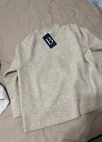 Bej Kadın Yün Kazak, Uzun Kollu, Salaş - Görsel 3