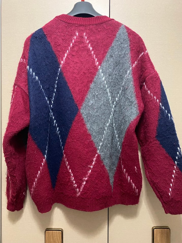 Bordo Gri Desenli Kadın Triko Kazak - Görsel 4