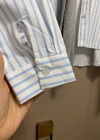 Robin Gri Çizgili Kısa Kesim Gömlek - Görsel 5