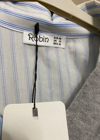 Robin Gri Çizgili Kısa Kesim Gömlek - Görsel 2