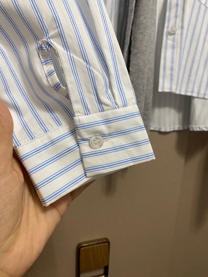 Robin Gri Çizgili Kısa Kesim Gömlek - Görsel 5