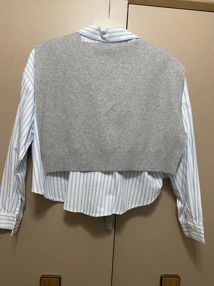 Robin Gri Çizgili Kısa Kesim Gömlek - Görsel 3