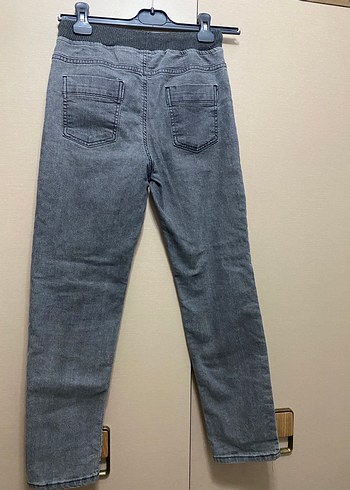 Gri Bel Detaylı Erkek Çocuk Denim Pantolon - Görsel 4
