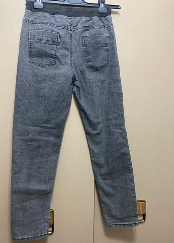Gri Bel Detaylı Erkek Çocuk Denim Pantolon - Görsel 3