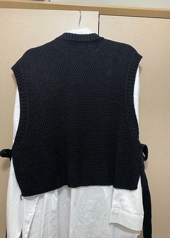 Siyah Örgü Yüksek Yakalı Kadın Süveter - Görsel 3