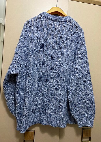 Mavi Gri Örgü Kadın Hırka - Görsel 5