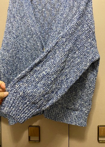 Mavi Gri Örgü Kadın Hırka - Görsel 4