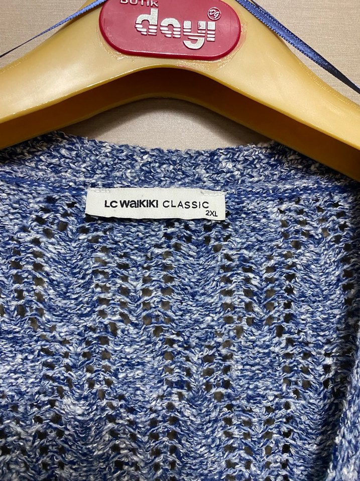 Mavi Gri Örgü Kadın Hırka - Görsel 3