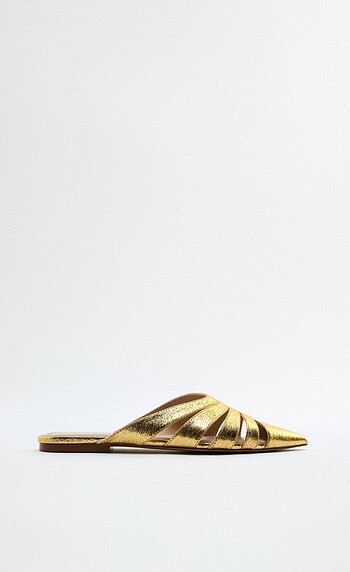 36 Beden altın Renk Arkası Açık Düz Metalik Ayakkabı
