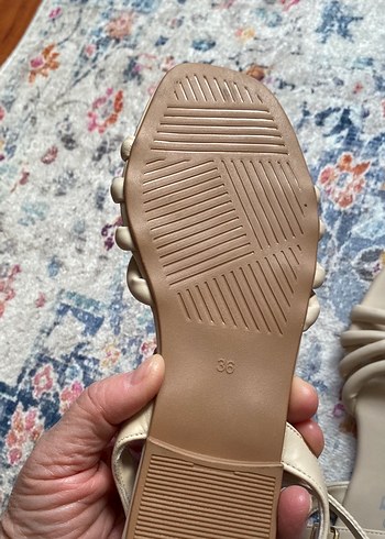 Bej Kadın Bohem Blok Sandalet - Görsel 2