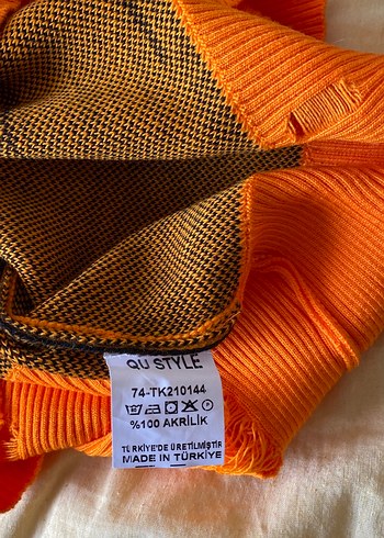 Turuncu Zebra Desenli Oversize Triko Kazak - Görsel 4