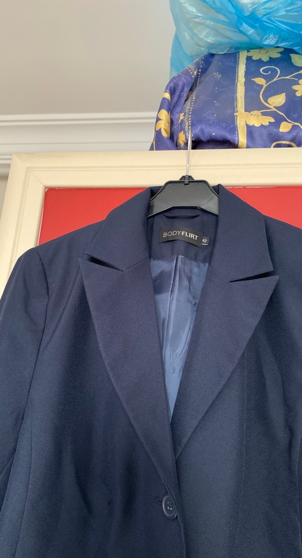 Düğmeli Lacivert Kadın Blazer Ceket - Görsel 2