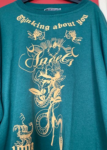 Yeşil Baskılı Oversize Sweatshirt - Görsel 2