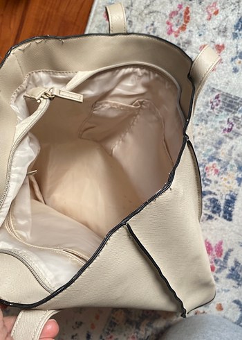 Bej ve Gri Deri Kadın Çanta - Görsel 3