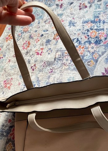 Bej ve Gri Deri Kadın Çanta - Görsel 2